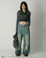 Load image into Gallery viewer, Women’s Oversized Knit Streetwear Cardigan Multicolor
