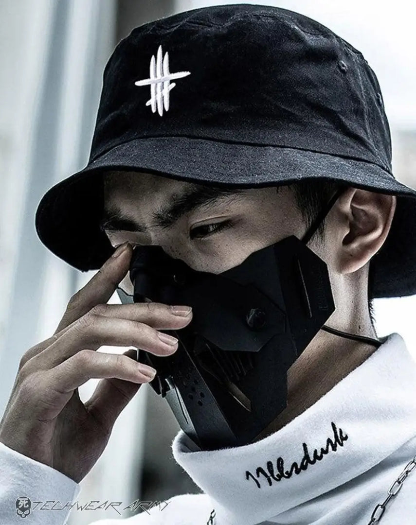Men’s Dark Techwear Streetwear Hat - BLACK / ONESIZE Men