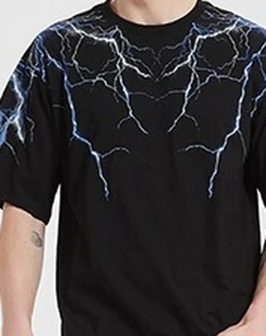 Men’s Cyberpunk Lightning Print Techwear T - shirt - Men