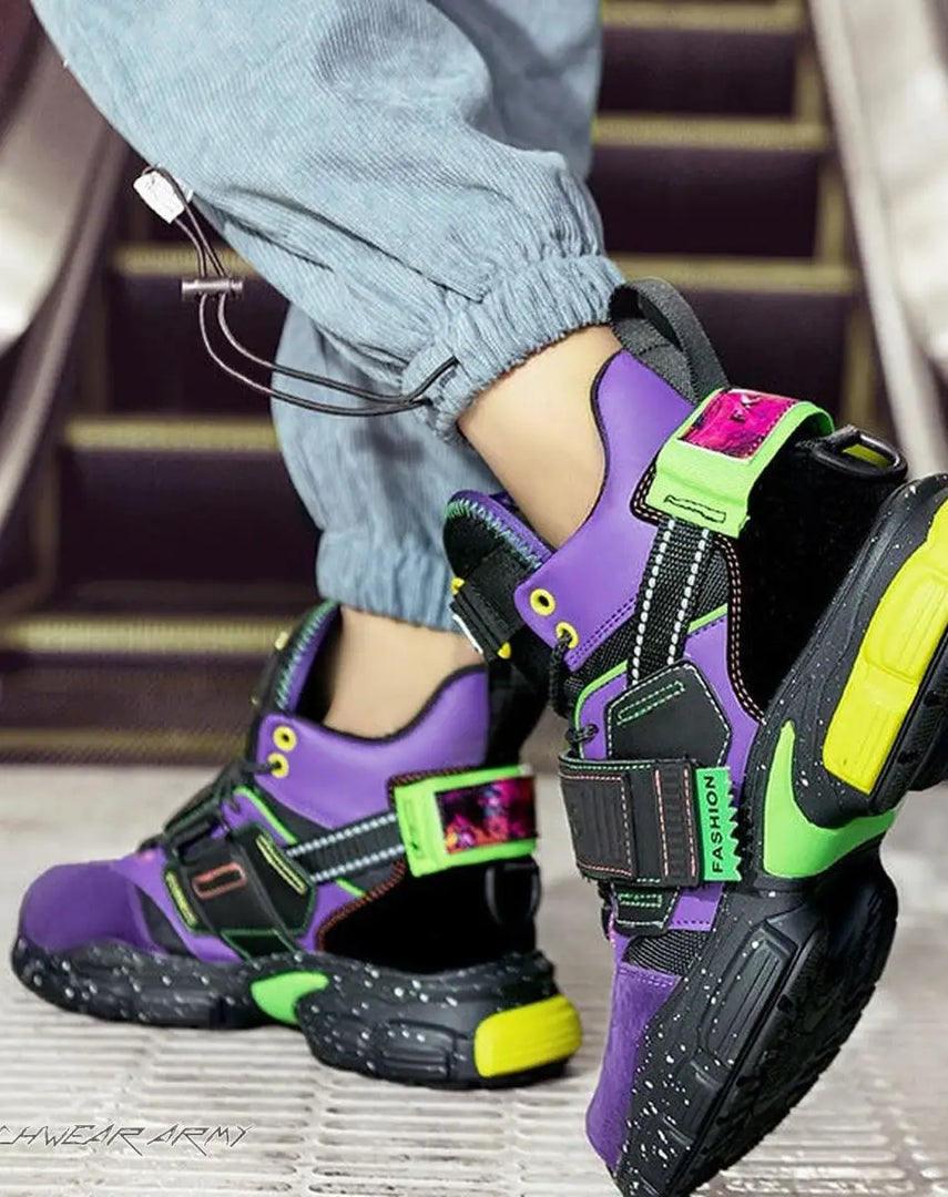 Cyberpunk Purple Techwear Streetwear Sneakers - Shoes