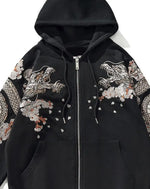 Load image into Gallery viewer, Dragon Embroidered Hoodie - Harajuku - Hoodies - Jacket