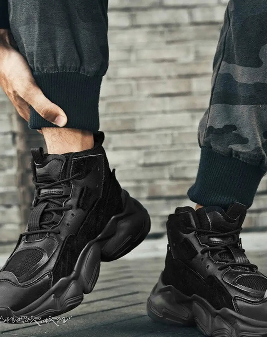 Men’s Black Techwear Streetwear Sneakers - Footwear Men