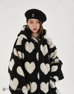 Load image into Gallery viewer, Harajuku Heart Pattern Fleece Streetwear Jacket - Hoodie
