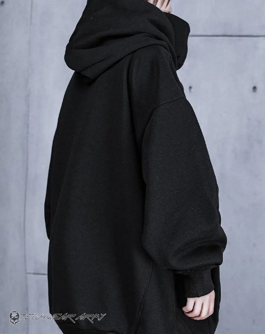 Women’s High Collar Techwear Hoodie Charcoal - Hoodies
