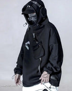 Load image into Gallery viewer, Men’s Black Techwear Hoodie With Tactical Pockets
