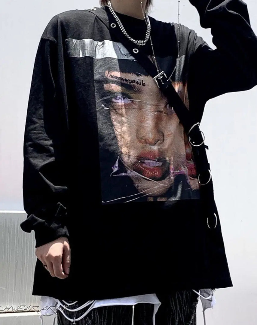 Harajuku Graphic Oversized Streetwear Shirt - BLACK / M Men