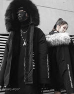 Load image into Gallery viewer, Men’s Black Techwear Streetwear Jacket With Fur Hood
