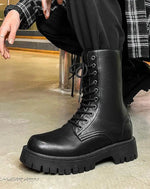 Load image into Gallery viewer, Men’s Black Techwear Streetwear Combat Boots - Men Shoes
