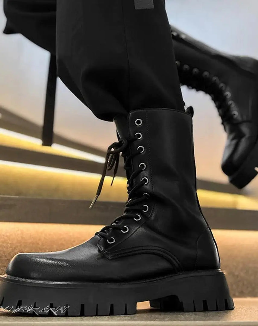 Men’s Black Techwear Streetwear Combat Boots - Men Shoes