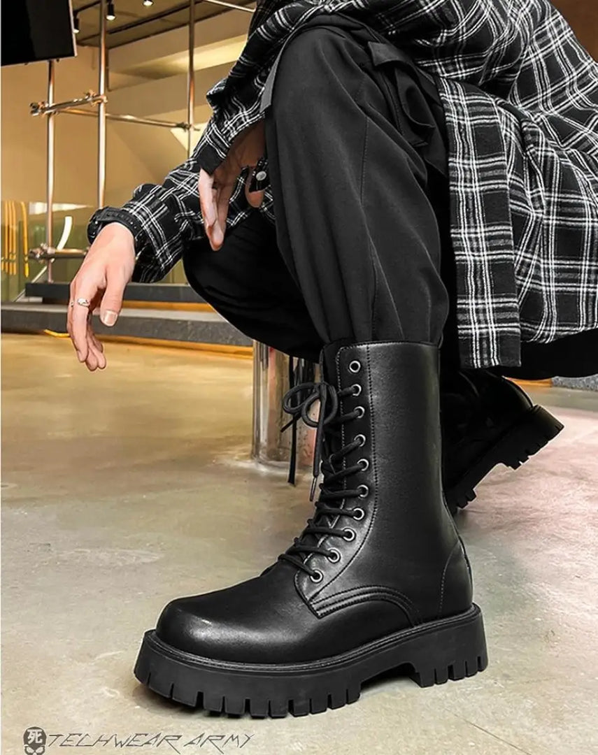 Men’s Black Techwear Streetwear Combat Boots - Men Shoes
