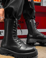 Load image into Gallery viewer, Men’s Black Techwear Streetwear Combat Boots - Men Shoes
