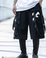Load image into Gallery viewer, Men’s Black Techwear Cargo Shorts With Straps - Clothing
