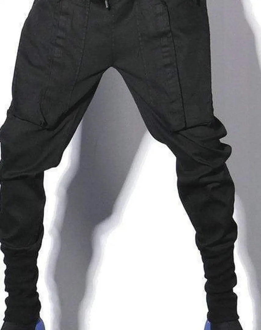 Men’s Black Techwear Cargo Pants Tapered Fit - Clothing Men