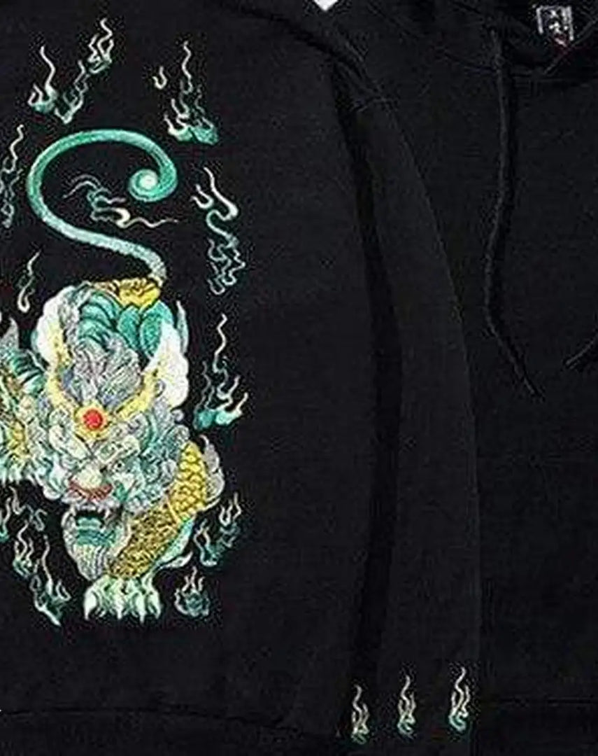 Men’s Embroidered Dragon Techwear Hoodie - Clothing Men