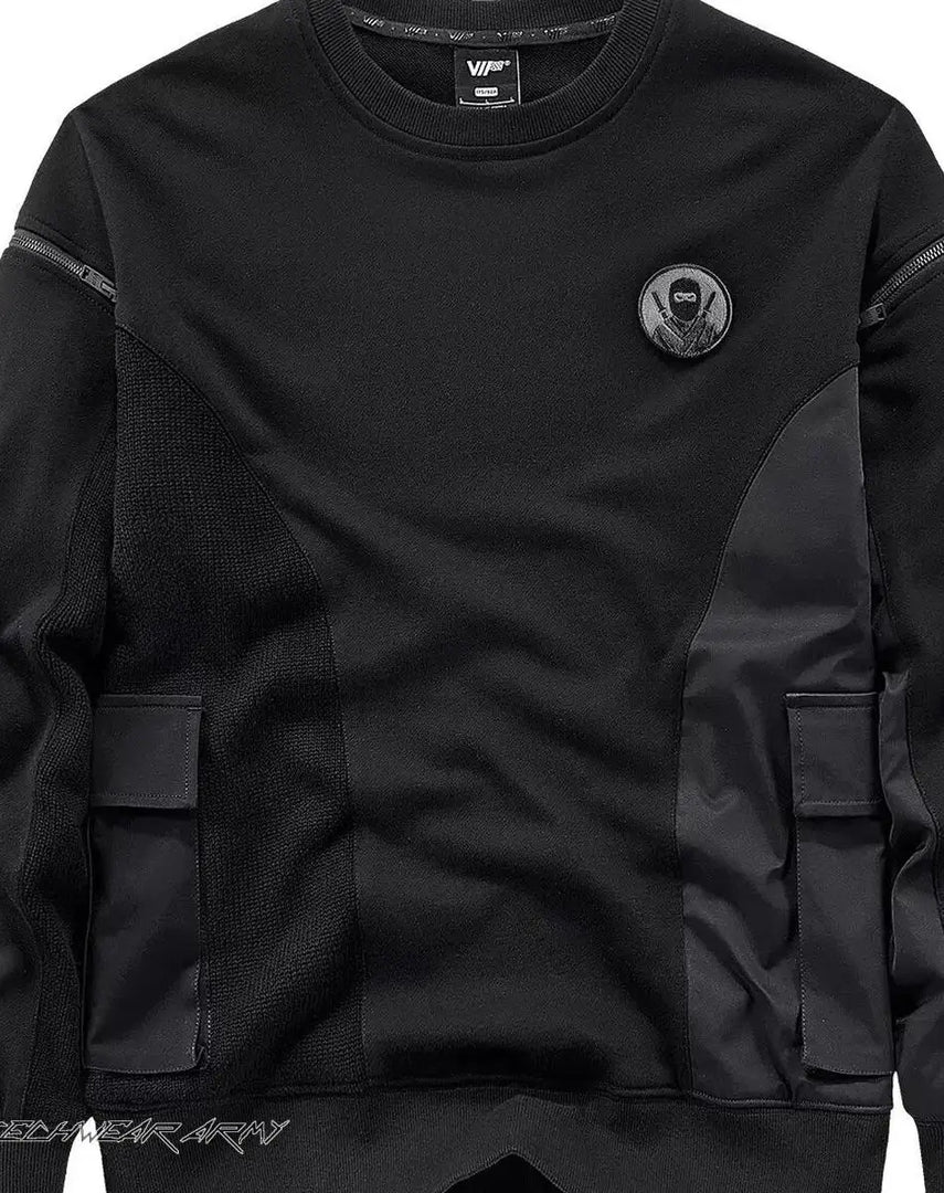 Men’s Black Techwear Streetwear Sweatshirt - Clothing Men