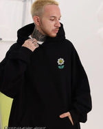 Load image into Gallery viewer, Men’s Oversized Black Hoodie With Flower Graphic - S
