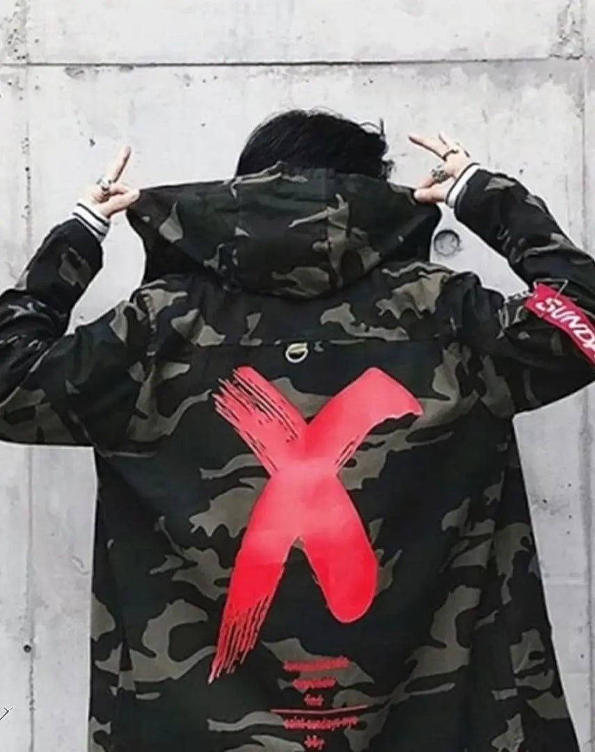 Men’s Camouflage Techwear Hooded Jacket - Clothing Men Women