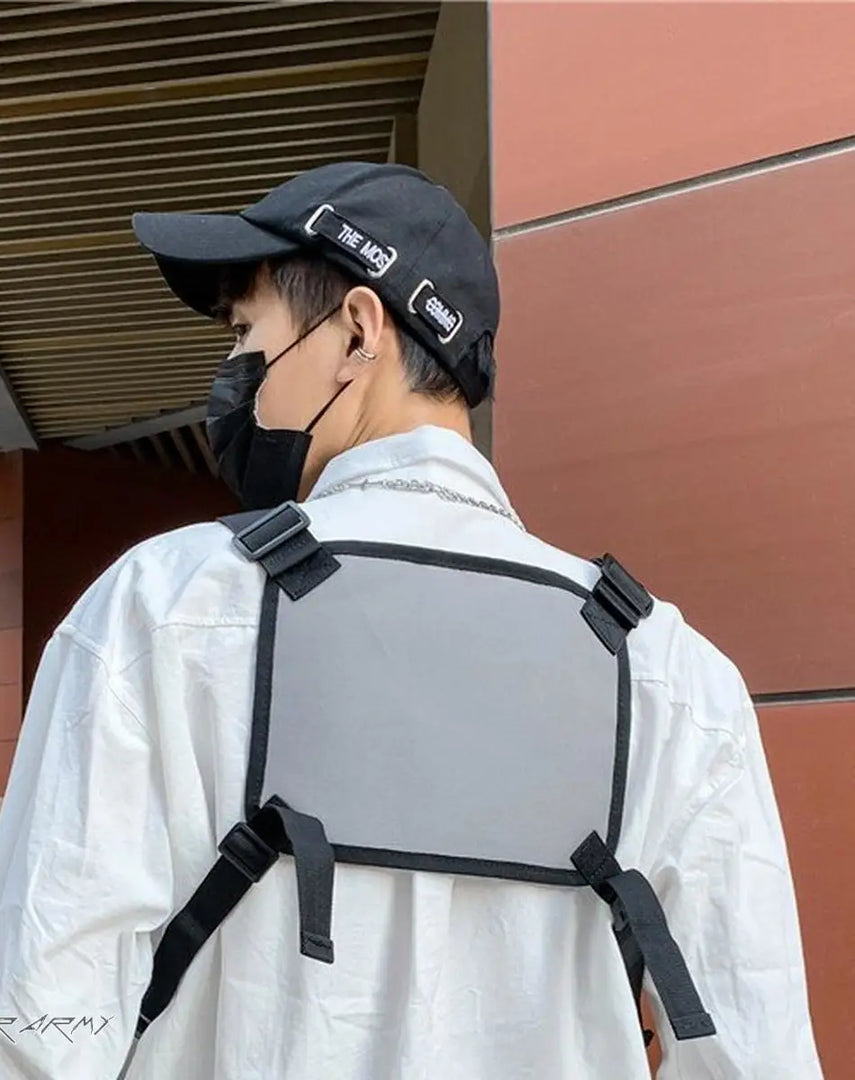 Techwear Streetwear Chest Bag With Adjustable Straps - GRAY