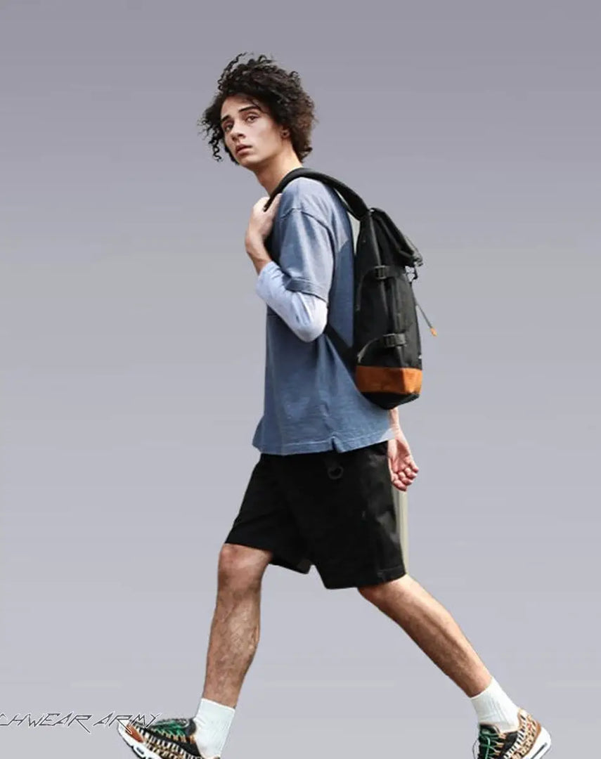 Techwear Streetwear Two - tone Backpack - BLACK Backpacks