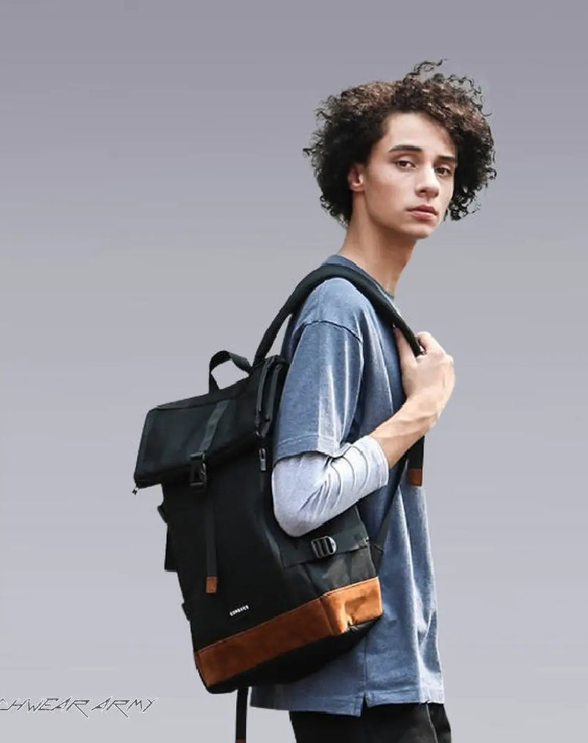 Techwear Streetwear Two - tone Backpack - BLACK Backpacks
