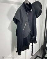 Load image into Gallery viewer, Men’s Asymmetric Zippered Techwear Jacket - ONE SIZE

