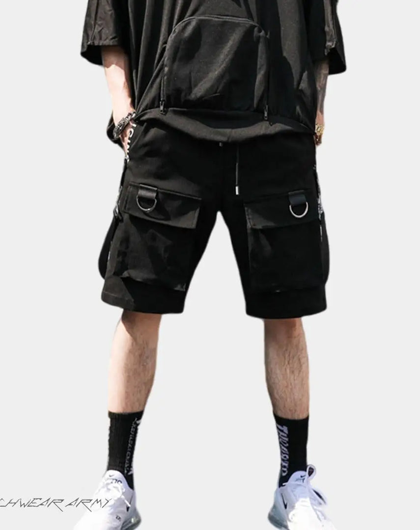 Men’s Black Techwear Cargo Shorts - Clothing Men Short Women