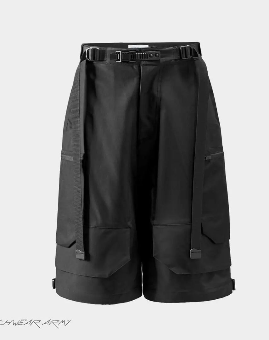 Men’s Black Techwear Streetwear Cargo Shorts - Men Pants