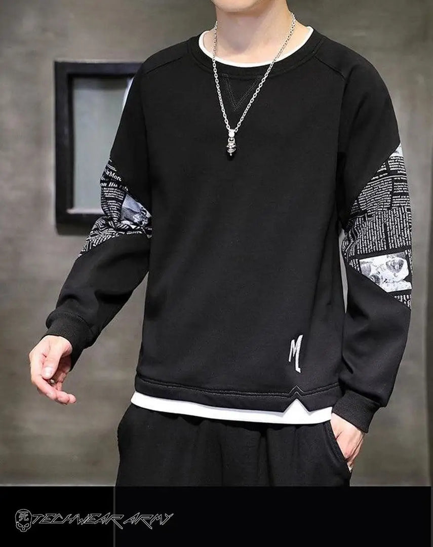 Men’s Techwear Streetwear Hoodie With Graphic Sleeves
