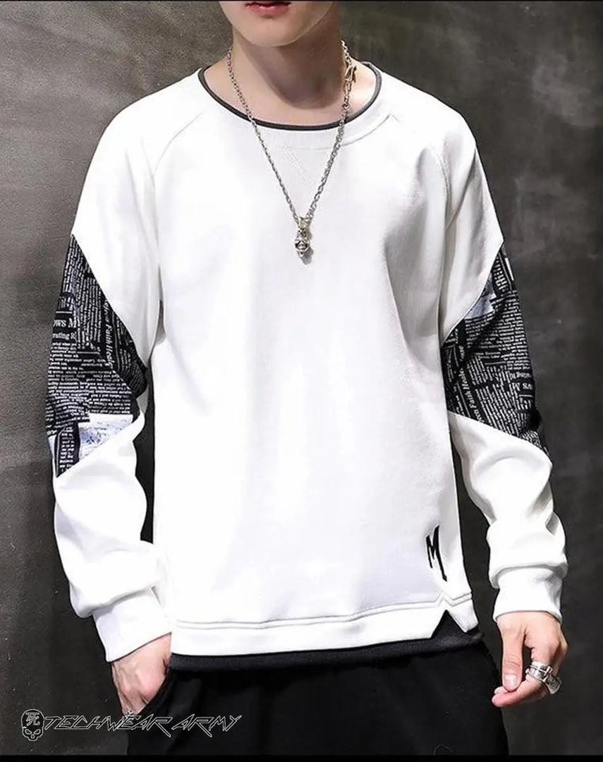 Men’s Techwear Streetwear Hoodie With Graphic Sleeves