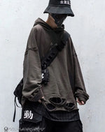 Load image into Gallery viewer, Men’s Distressed Techwear Streetwear Hoodie - Clothing
