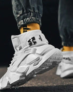Load image into Gallery viewer, Techwear Black High - top Sneakers Streetwear - WHITE / 39
