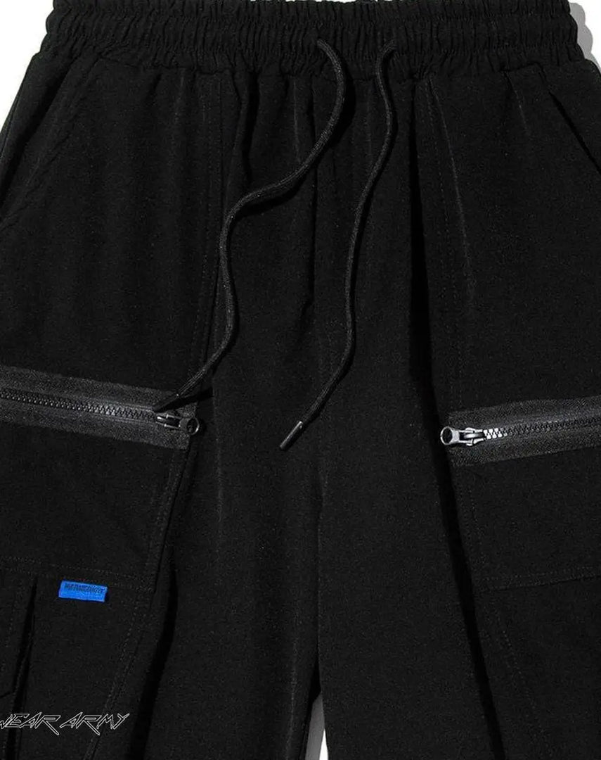 Techwear Streetwear Black Cargo Shorts - Denim Ninja Short