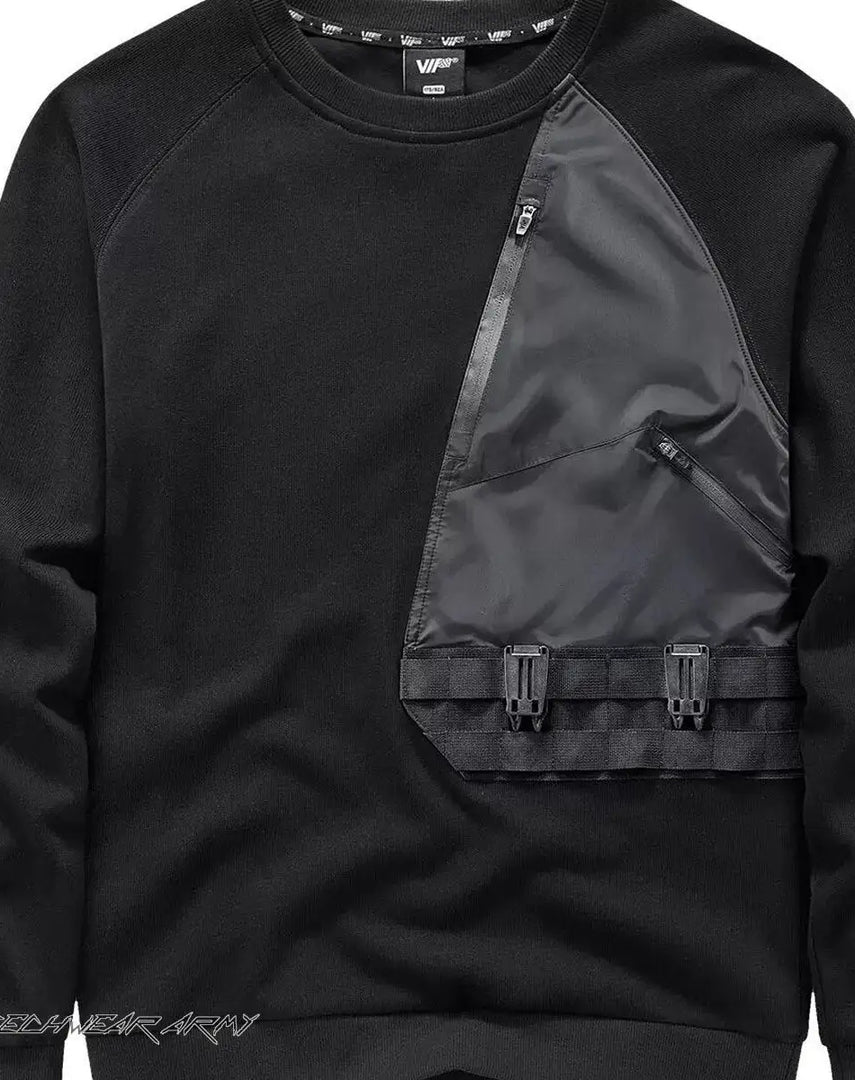 Men’s Black Techwear Streetwear Shirt With Buckles