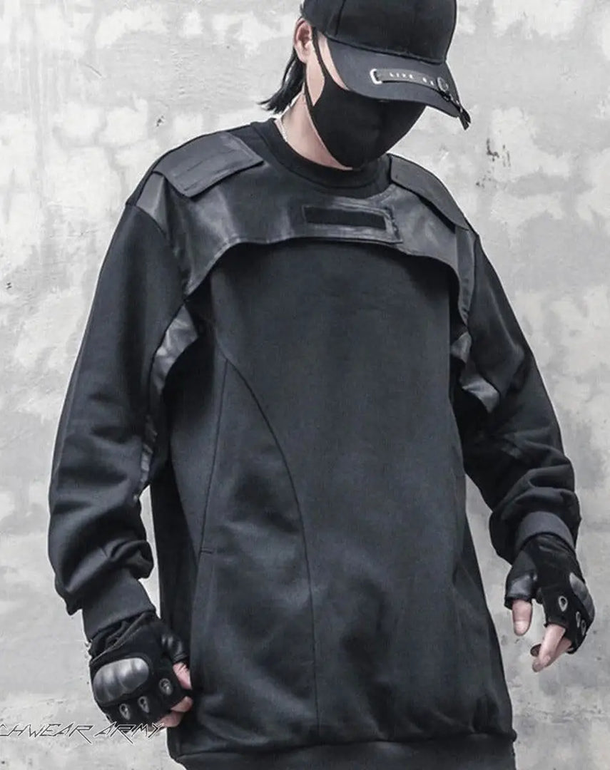 Men’s Black Techwear Tactical Hoodie With Straps
