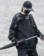 Load image into Gallery viewer, Men’s Black Techwear Tactical Hoodie With Straps
