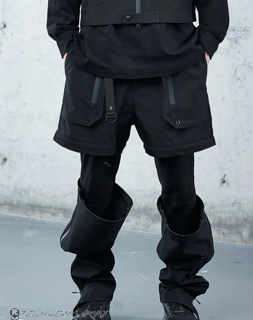 Men’s Black Techwear Windbreaker Pants Set - Men Sweatpants