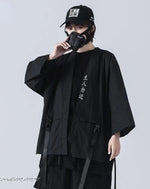 Load image into Gallery viewer, Oversized Black Techwear Streetwear Kimono Shirt - Clothing
