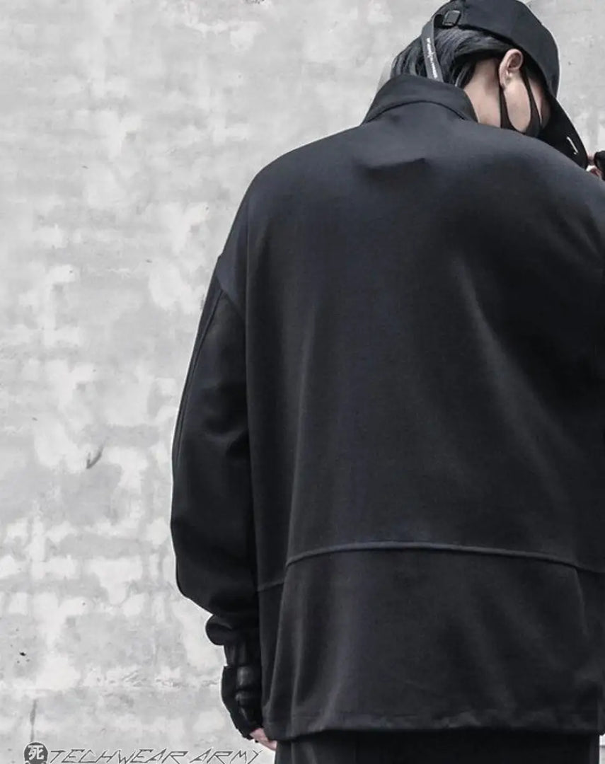 Men’s Black Techwear Streetwear Hoodie With Pocket