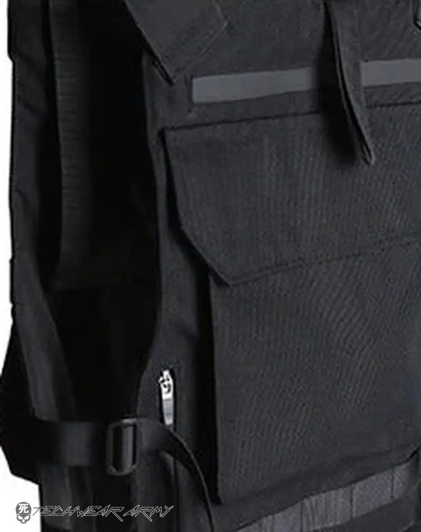 Men’s Black Techwear Tactical Vest Streetwear - ONE SIZE
