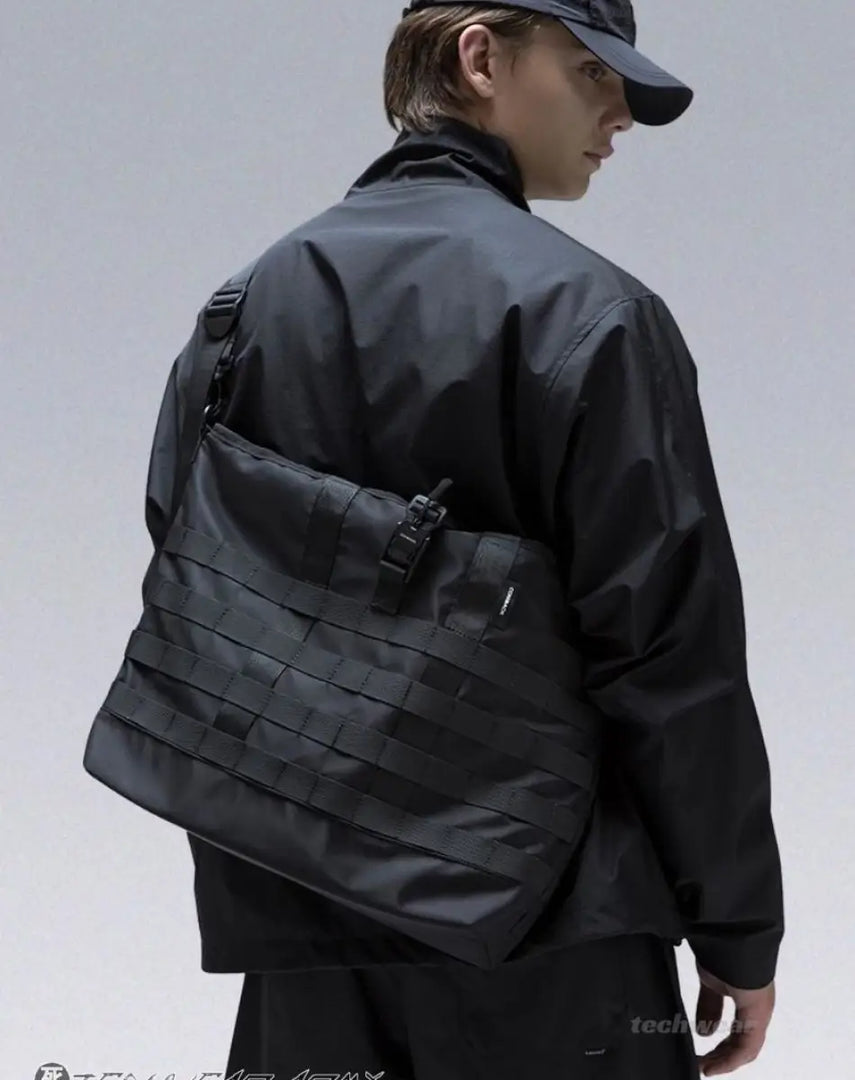 Techwear Streetwear Woven Backpack Black - ONE - SIZE