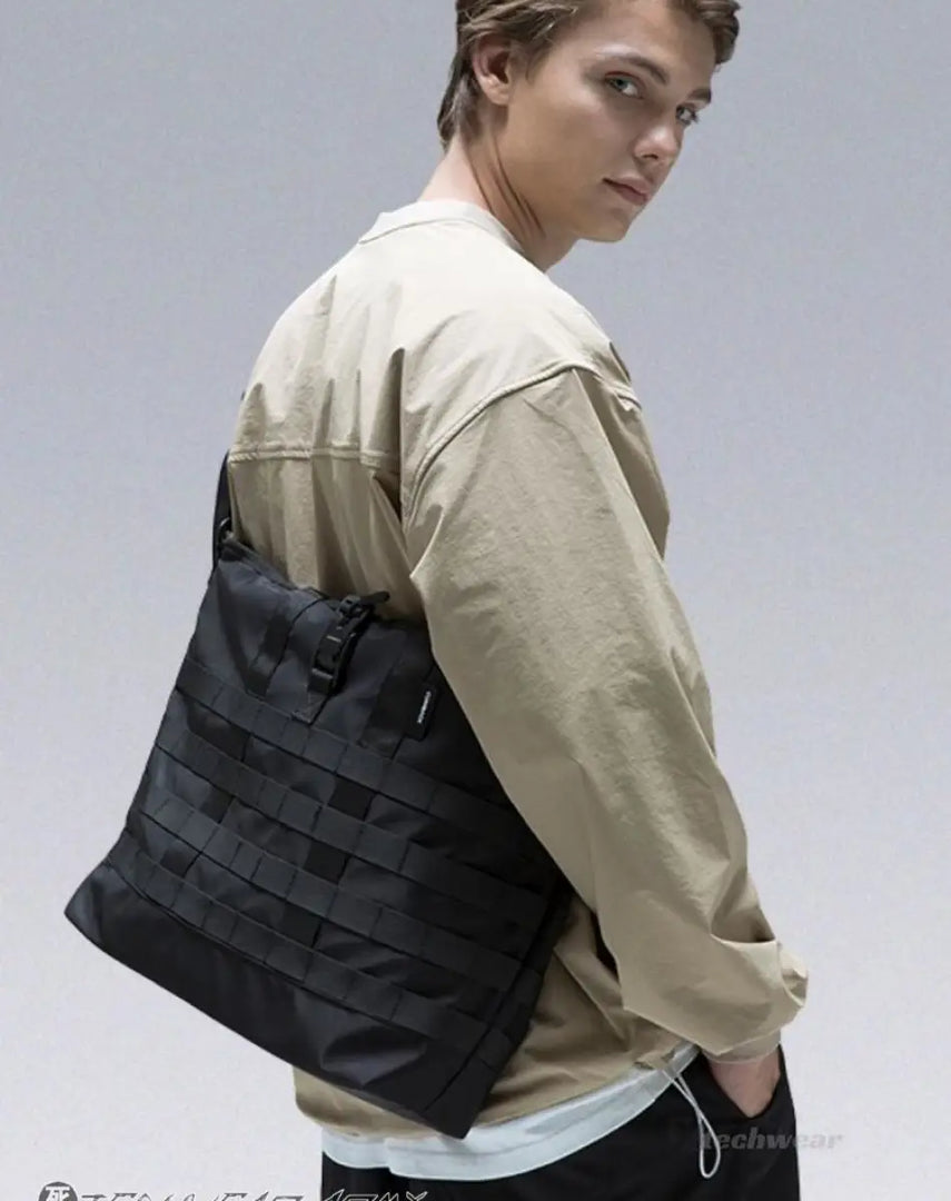 Techwear Streetwear Woven Backpack Black - ONE - SIZE