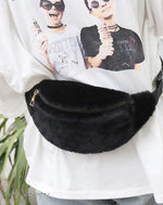 Load image into Gallery viewer, Harajuku Techwear Faux Fur Black Chest Bag - Backpacks
