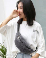 Load image into Gallery viewer, Harajuku Techwear Faux Fur Black Chest Bag - GREY Backpacks
