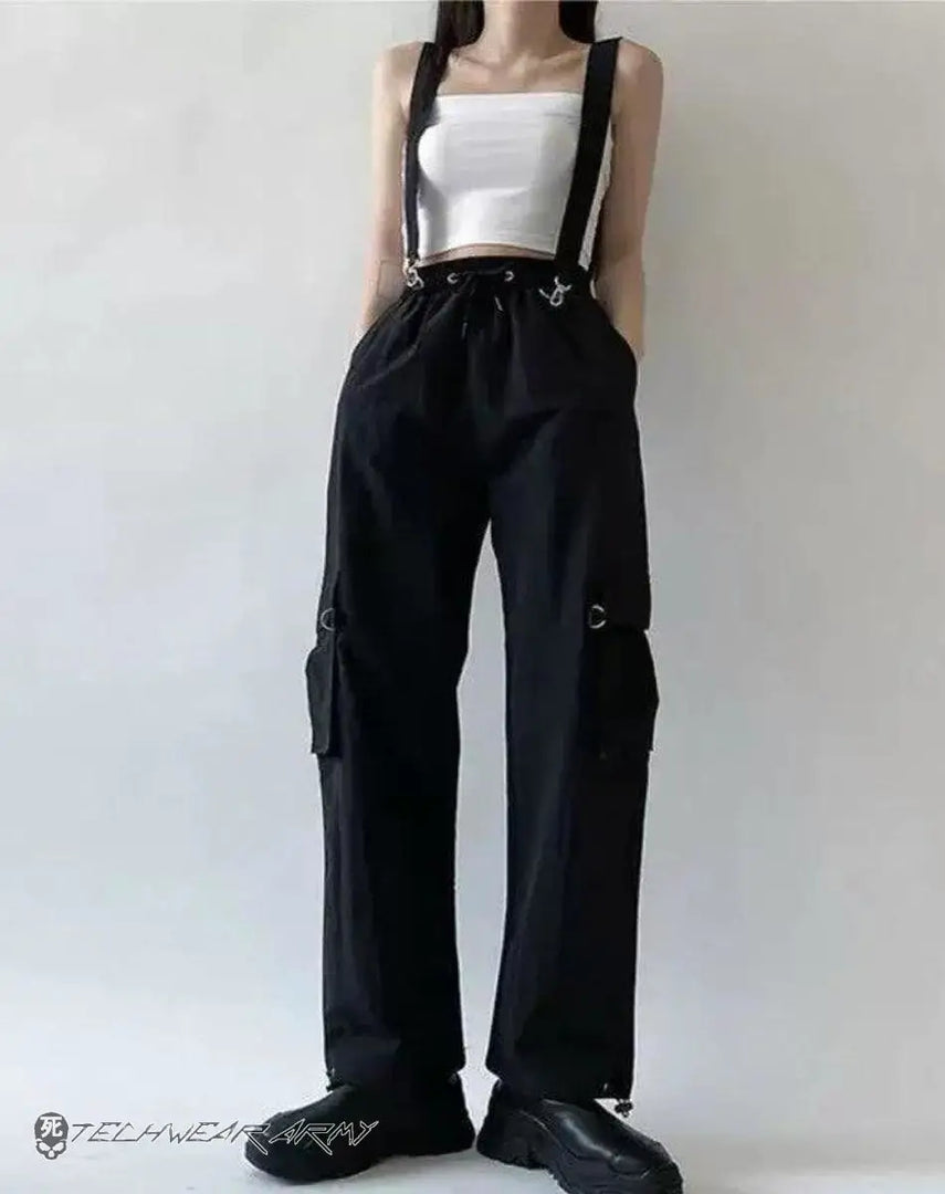 Women’s Black Techwear Cargo Pants Streetwear - Clothing
