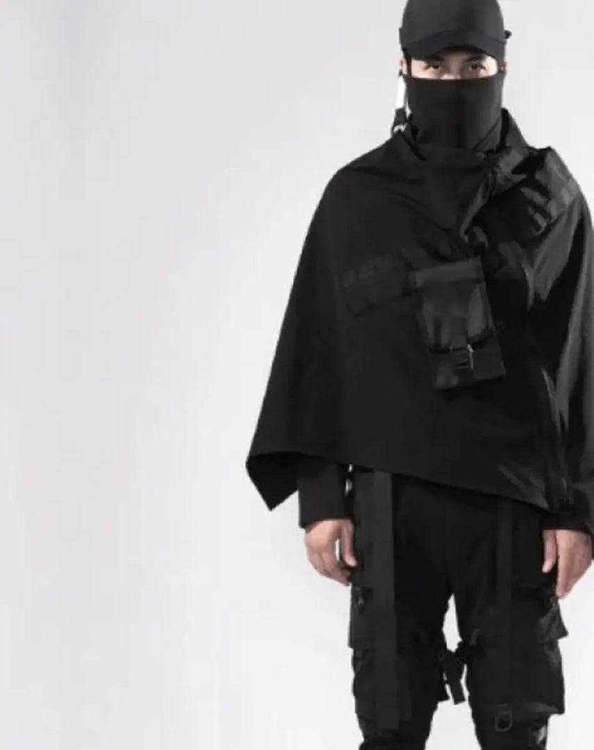Men’s Hooded Techwear Streetwear Cloak Windbreaker