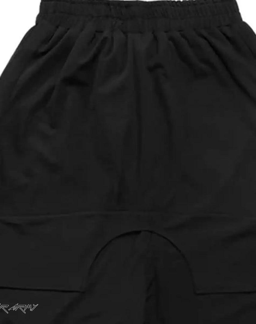 Men’s Black Techwear Cargo Shorts With Pockets - Clothing