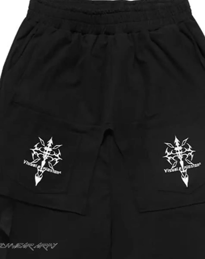 Men’s Black Techwear Cargo Shorts With Pockets - Clothing
