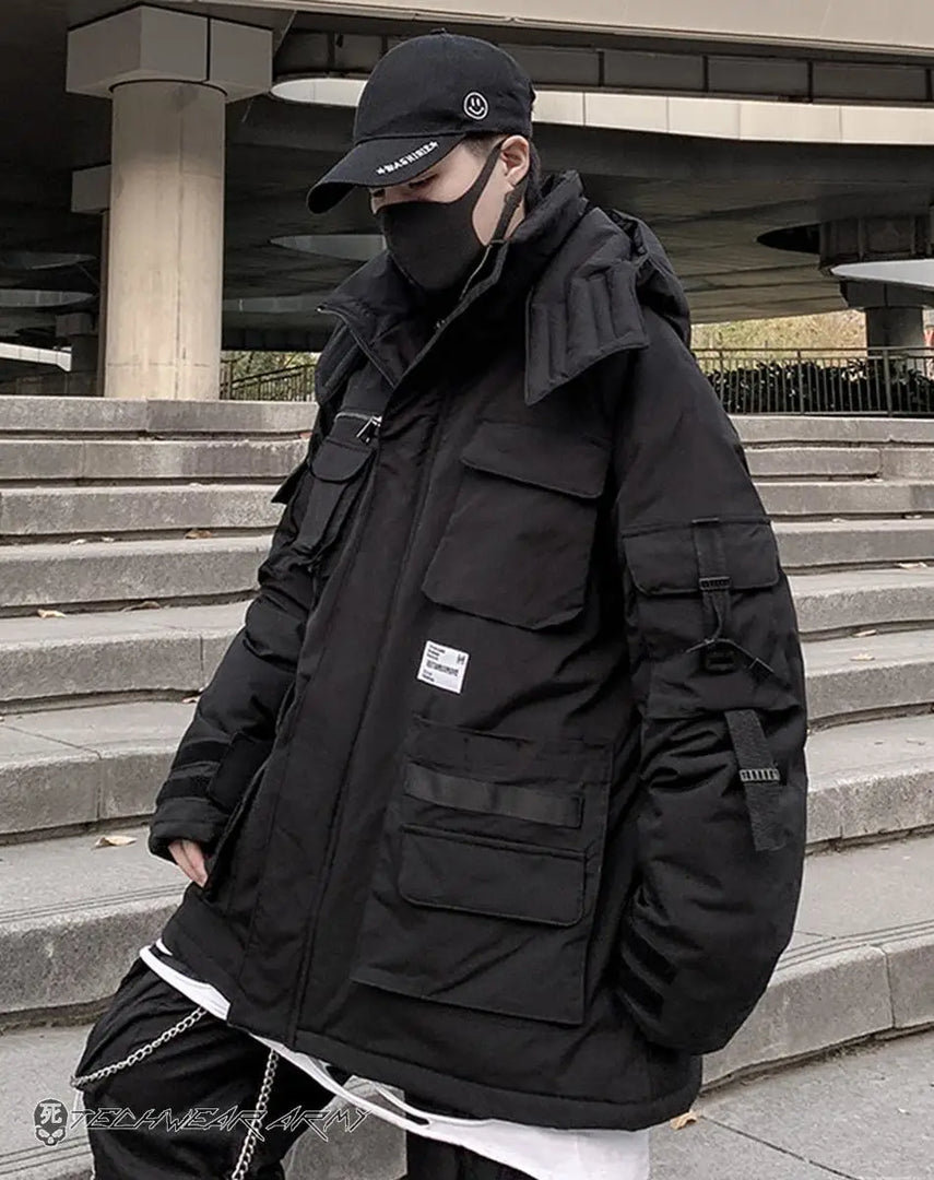 Men’s Black Techwear Streetwear Jacket - Clothing Men