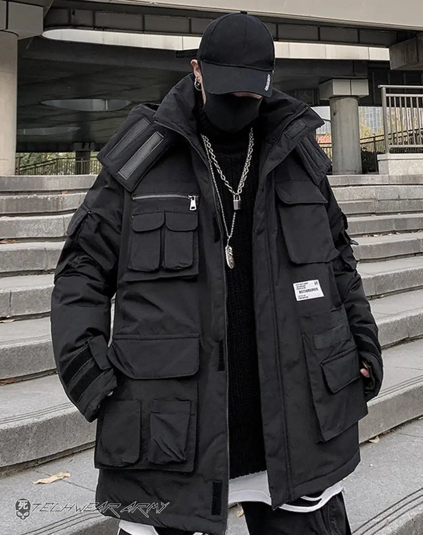 Men’s Black Techwear Streetwear Jacket - Clothing Men