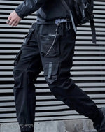 Load image into Gallery viewer, Men’s Black Techwear Cargo Pants With Straps - Clothing
